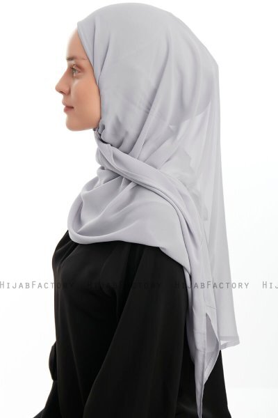 Eylem - Hijab Chiffon One Piece Gris Claro