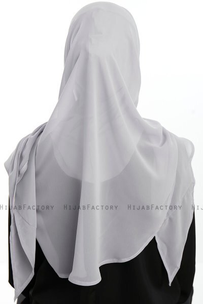Eylem - Hijab Chiffon One Piece Gris Claro