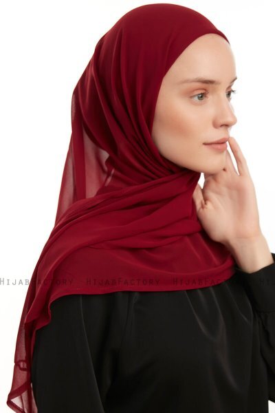 Sahar - Hijab Chiffon One Piece Burdeos