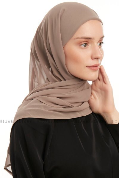 Sahar - Hijab Chiffon One Piece Taupe Oscuro