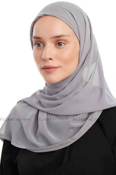 Sahar - Hijab Chiffon One Piece Gris Oscuro
