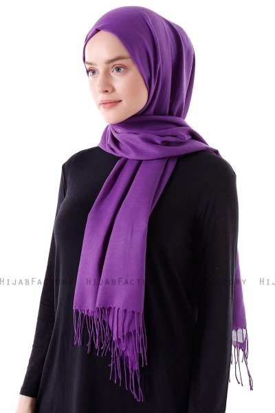 Demet - Hijab Pashmina Morado Oscuro