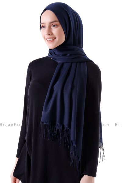 Demet - Hijab Pashmina Azul Marino