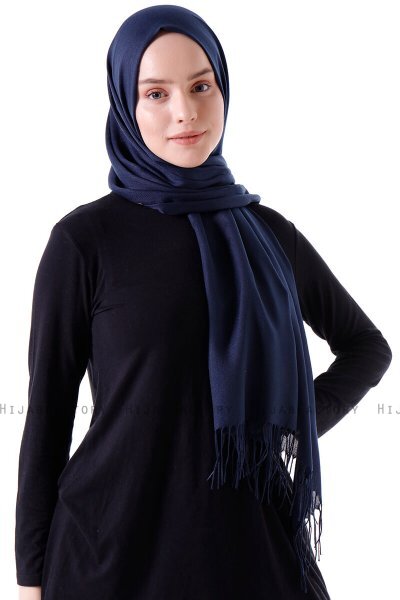 Demet - Hijab Pashmina Azul Marino
