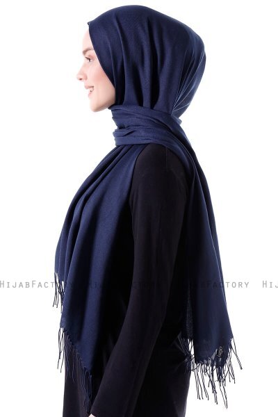 Demet - Hijab Pashmina Azul Marino