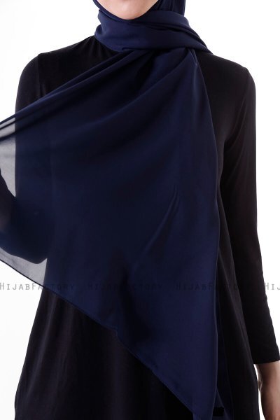 Hadise - Hijab Chiffon Azul Marino Oscuro