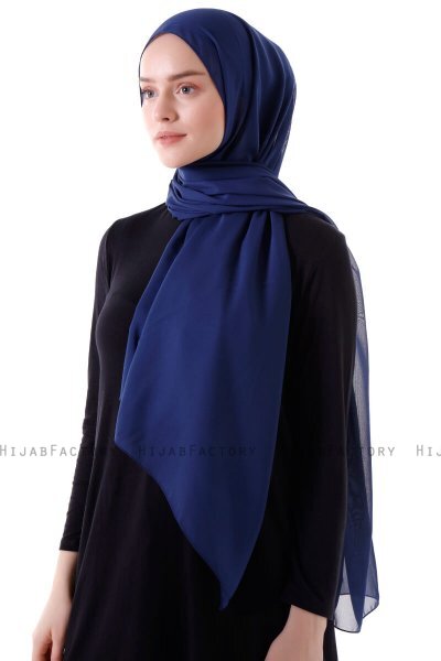 Hadise - Hijab Chiffon Azul Marino