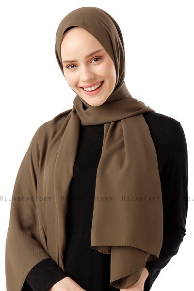 Hadise - Hijab Chiffon Caqui Oscuro