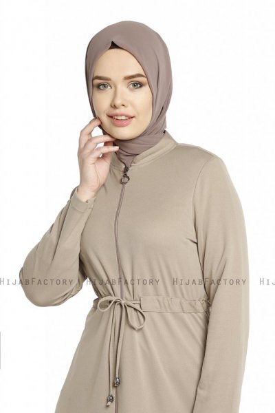 Emine - Abaya Taupe - Miss Cazibe