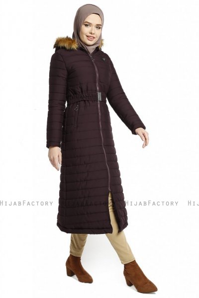 Yeliz - Púrpura Chaqueta Larga Con Capucha