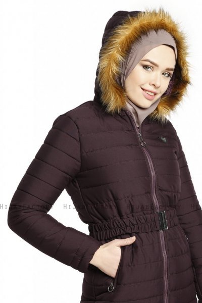 Yeliz - Púrpura Chaqueta Larga Con Capucha