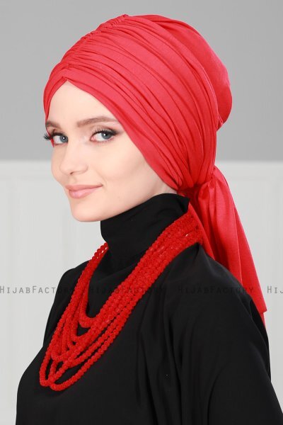 Amy - Turbante De Algodón Rojo - Ayse Turban