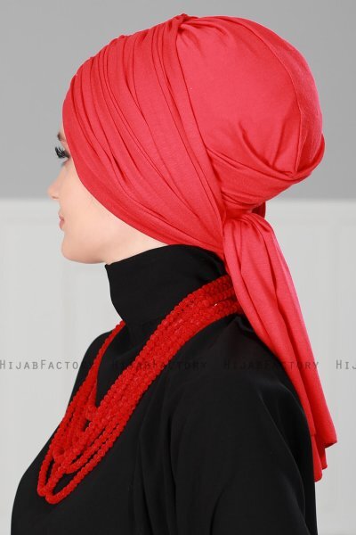 Amy - Turbante De Algodón Rojo - Ayse Turban