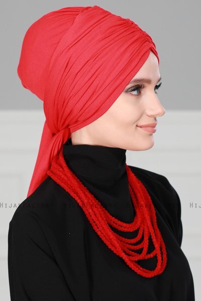 Amy - Turbante De Algodón Rojo - Ayse Turban