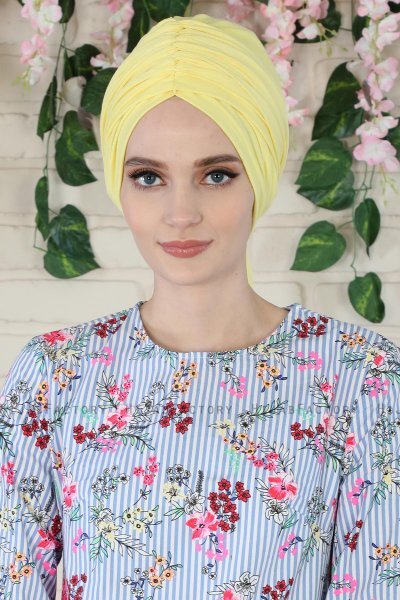 Amy - Turbante De Algodón Amarillo - Ayse Turban