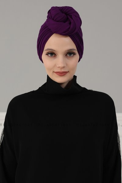 Amy - Turbante De Algodón Púrpura - Ayse Turban