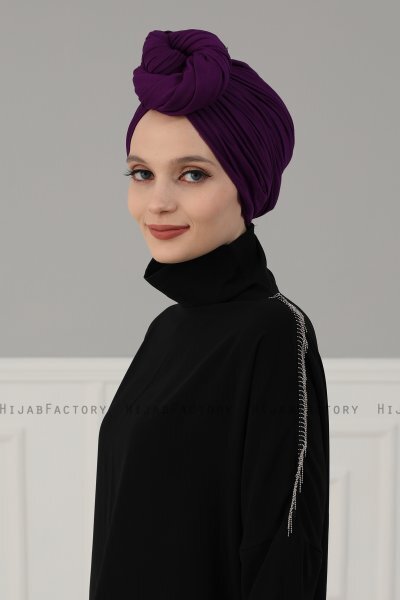 Amy - Turbante De Algodón Púrpura - Ayse Turban