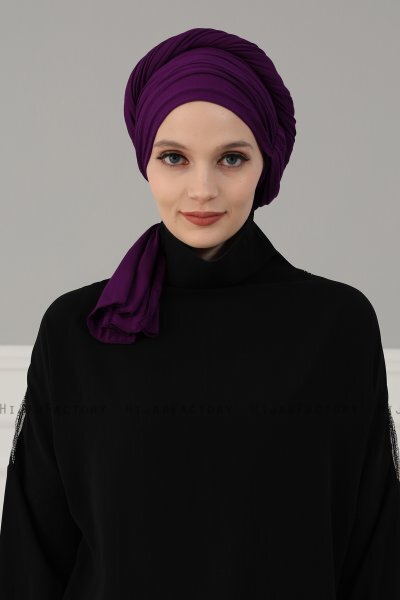 Amy - Turbante De Algodón Púrpura - Ayse Turban