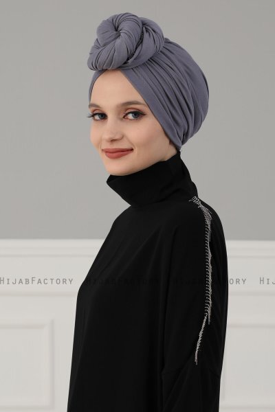 Amy - Turbante De Algodón Gris - Ayse Turban