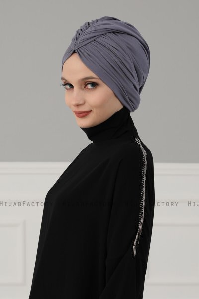 Amy - Turbante De Algodón Gris - Ayse Turban