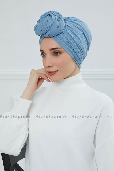 Amy - Turbante De Algodón Sky Blue