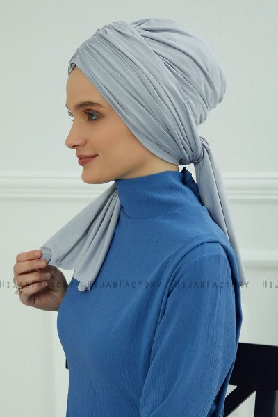 Amy - Turbante De Algodón Gris Claro