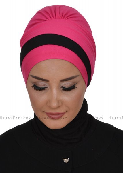 Elsa - Turbante De Algodón Fucsia & Negro