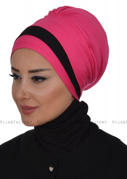 Elsa - Turbante De Algodón Fucsia & Negro