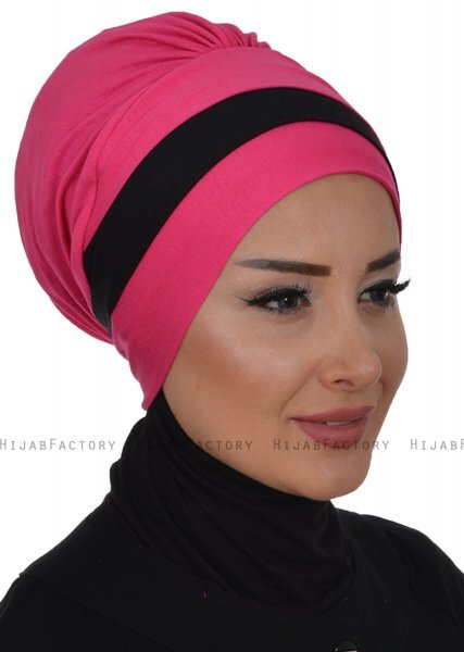 Elsa - Turbante De Algodón Fucsia & Negro