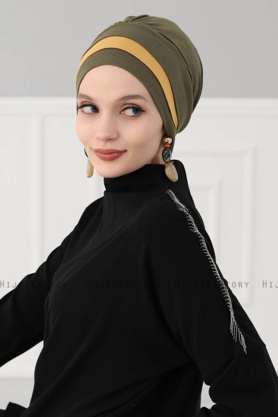 Elsa - Turbante De Algodón Caqui & Mostaza