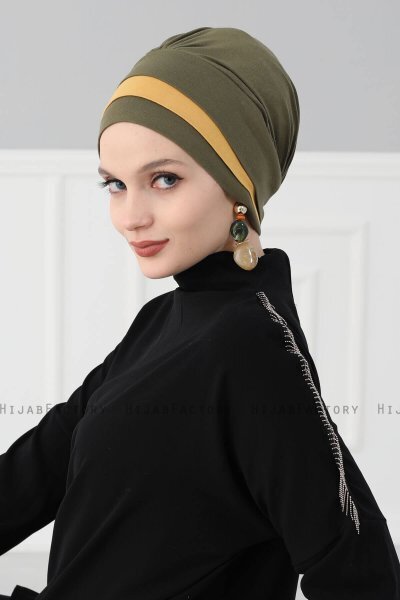 Elsa - Turbante De Algodón Caqui & Mostaza