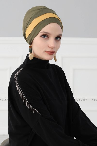 Elsa - Turbante De Algodón Caqui & Mostaza