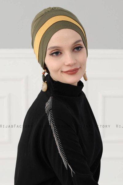 Elsa - Turbante De Algodón Caqui & Mostaza