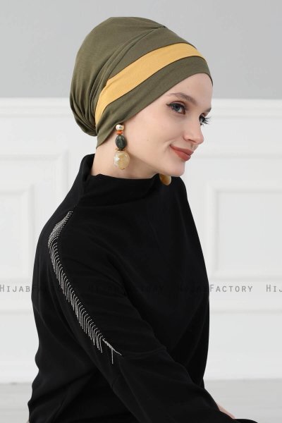 Elsa - Turbante De Algodón Caqui & Mostaza