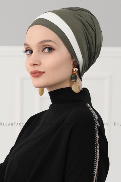 Elsa - Turbante De Algodón Caqui & Crema
