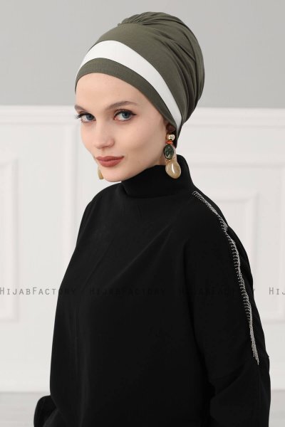 Elsa - Turbante De Algodón Caqui & Crema