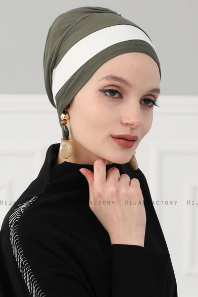 Elsa - Turbante De Algodón Caqui & Crema