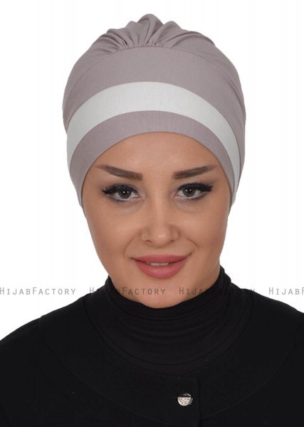 Elsa - Turbante De Algodón Taupe & Crema