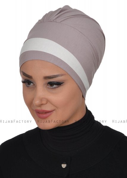 Elsa - Turbante De Algodón Taupe & Crema