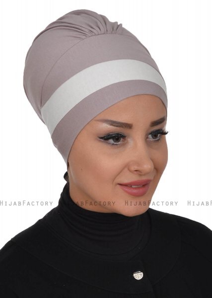 Elsa - Turbante De Algodón Taupe & Crema