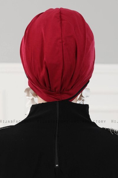 Elsa - Turbante De Algodón Burdeos & Negro