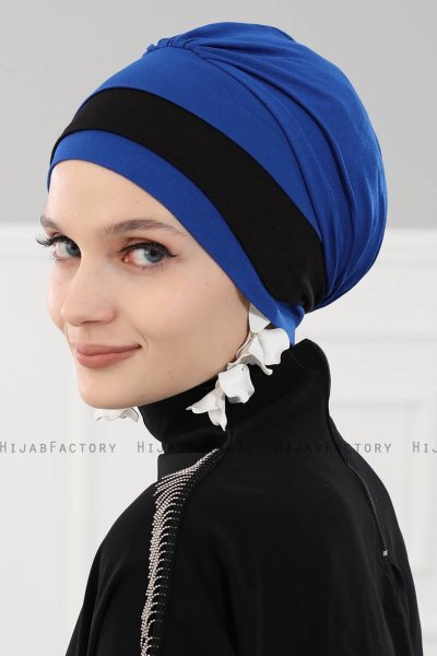Elsa - Turbante De Algodón Azul & Negro