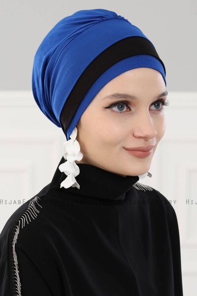 Elsa - Turbante De Algodón Azul & Negro