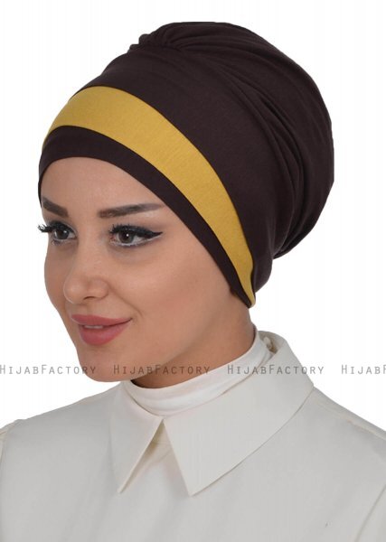 Elsa - Turbante De Algodón Caqui & Marrón