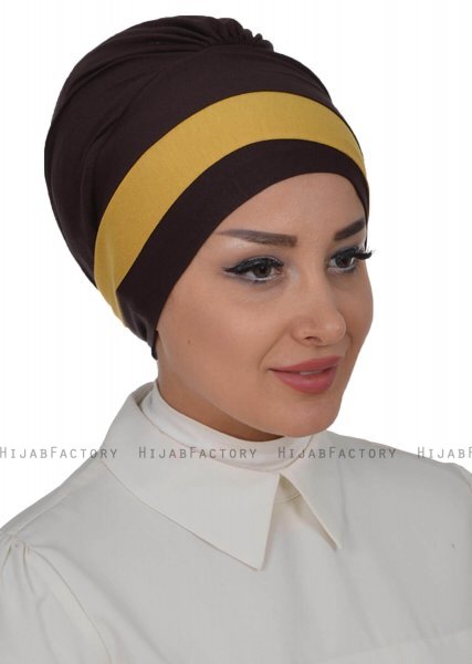 Elsa - Turbante De Algodón Caqui & Marrón
