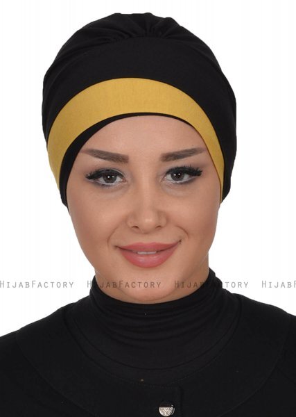 Elsa - Turbante De Algodón Negro & Marrón