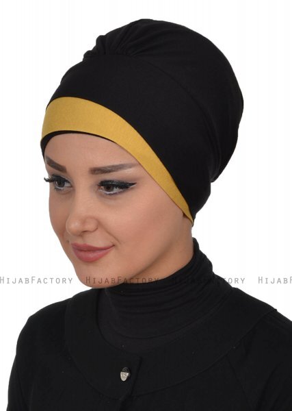 Elsa - Turbante De Algodón Negro & Marrón