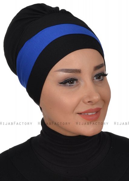 Elsa - Turbante De Algodón Negro & Azul