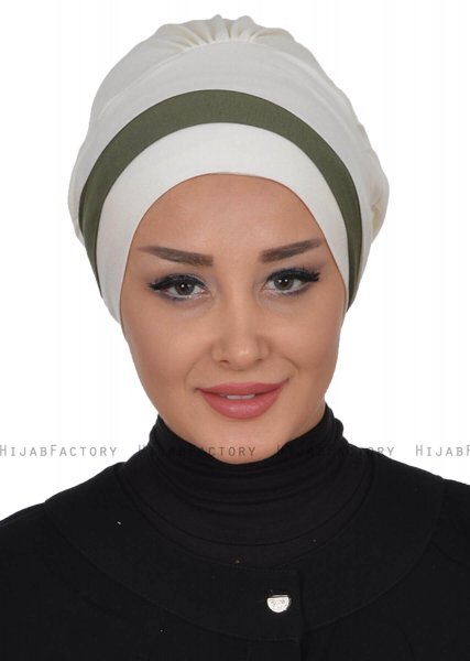 Elsa - Turbante De Algodón Crema & Caqui