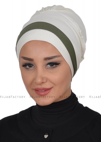 Elsa - Turbante De Algodón Crema & Caqui